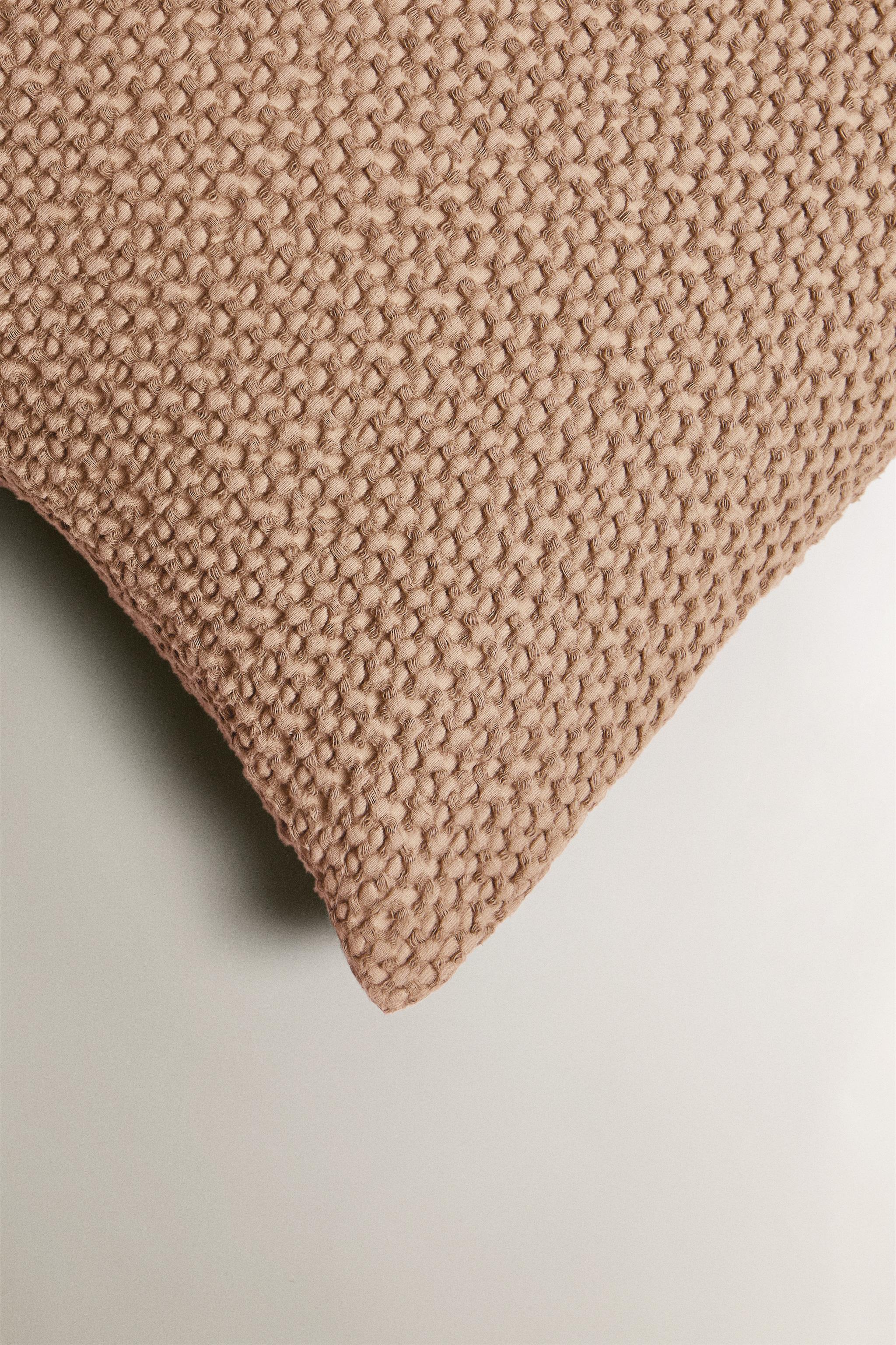 WAFFLE-KNIT THROW PILLOW COVER